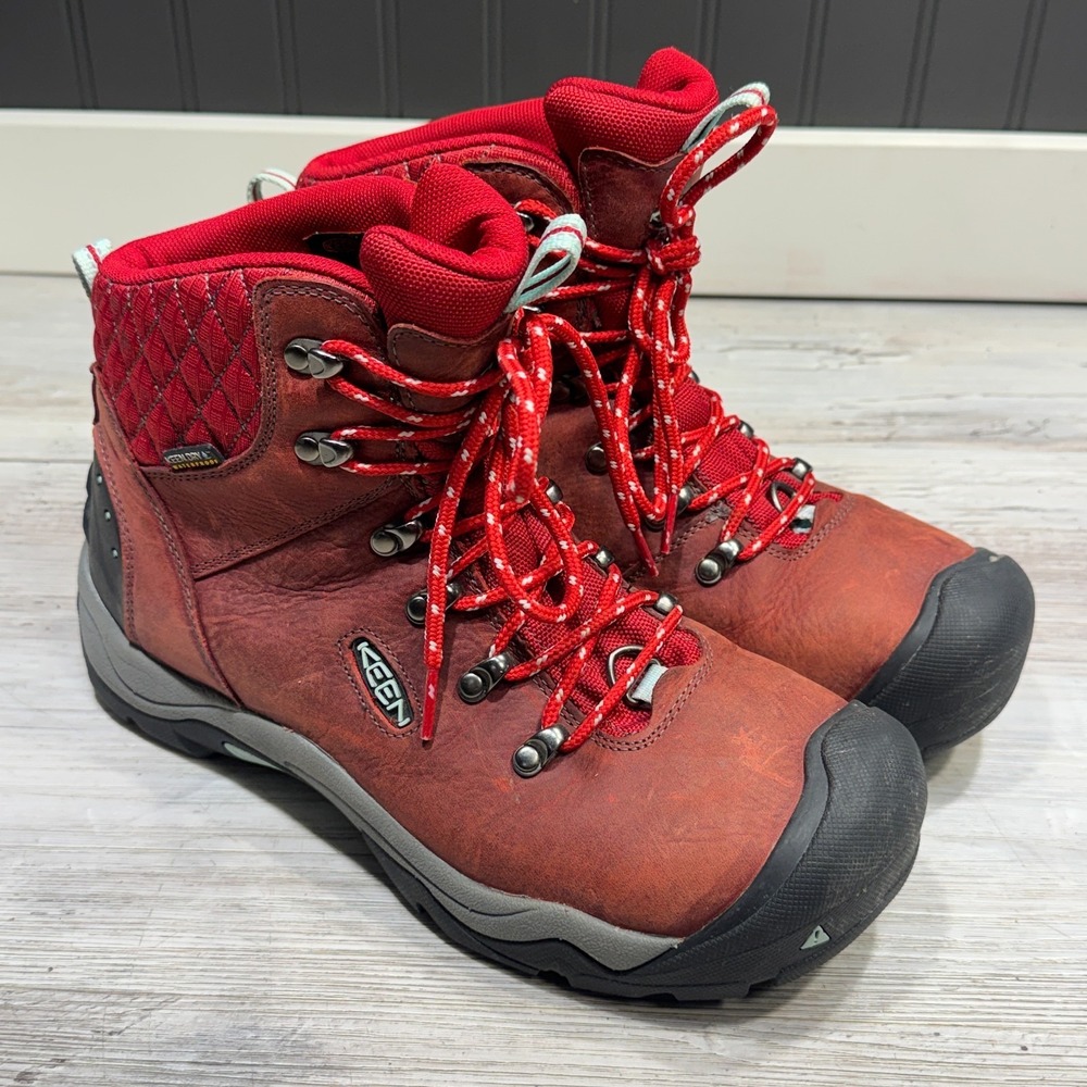 Keen Revel III Hiking Boots Womens 10.5 Leather Insulated Waterproof Red 1013216
